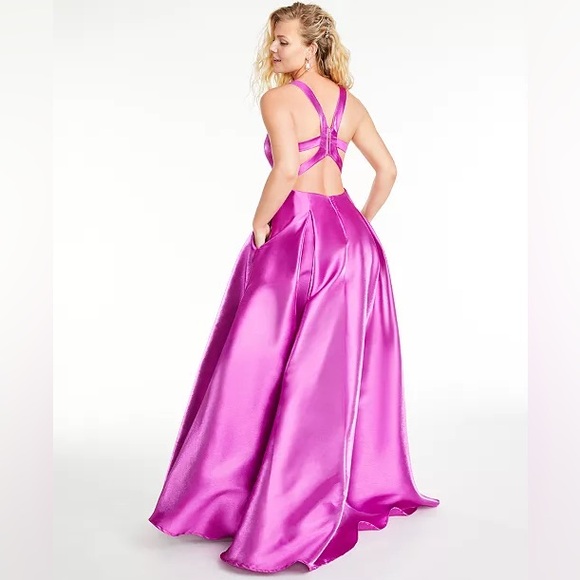 Pink Prom Dress Cage-Back Ballgown - Picture 2 of 11